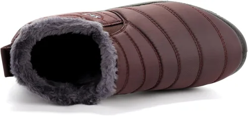 Vista 3 de VYKF Botas de nieve para mujer Botines de invierno cálidos con forro de piel antideslizantes Botas de tobillo para exteriores Botas cómodas