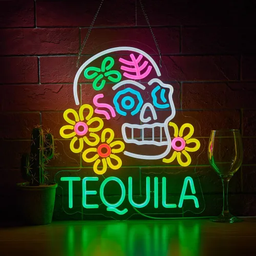 Vista 9 de Letrero de barra con texto en inglés «Why Limit Happy To An Hour Beer Tiki Cian+amarillo