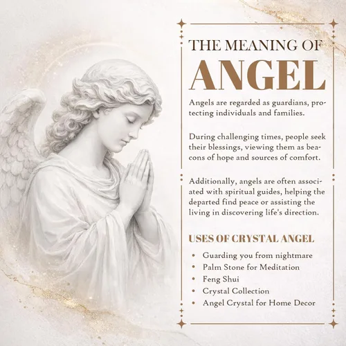 Vista 2 de Amogeeli Figura de ángel de cristal curativo natural para decoración de oficina en casa, estatua de ángel guardián de piedra energética