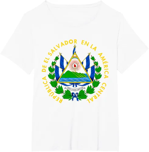 Vista 90 de Camiseta con diseño de emblema de la bandera de El Salvador