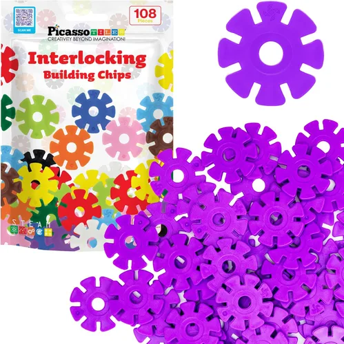Vista 19 de PicassoTiles Juego de 600 fichas de construcción entrelazadas con bloques de disco creativos, juguetes de aprendizaje STEM para educación temprana