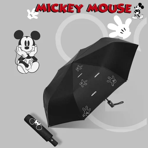 Vista 2 de Finex Mickey Travel Compact Auto Folding Golf Umbrella with Auto Open Close One Button Handle & Wrist Strap Negro MM