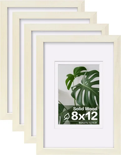 Vista 57 de Egofine - Juego de 4 portarretratos A4 de madera maciza y cubierta de plexiglás de 4 x 6/6 x 8 pulgadas con paspartú o A4 sin paspartú, para mesa