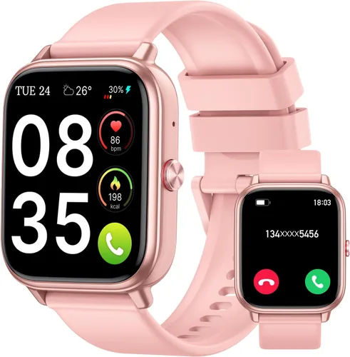 Vista 7 de Reloj inteligente para hombres y mujeres (respuestas/hacer llamadas), monitor de fitness con pantalla táctil HD de 1.83 pulgadas, tiempo de Negro