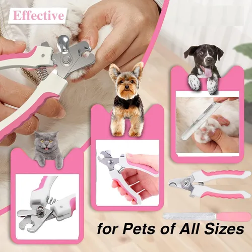 Vista 3 de 6-in-1 Pet Grooming Kit Self-Cleaning Slicker Brush Nail Clippers Comb Toothbrush Set for Dogs Cats