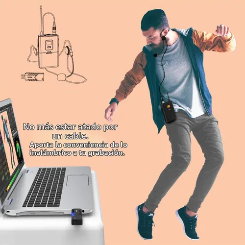 Vista 2 de FIFINE Micrófonos inalámbricos para computadora, sistema de micrófono inalámbrico USB para PC y Mac, sistema de auriculares UHF con receptor USB
