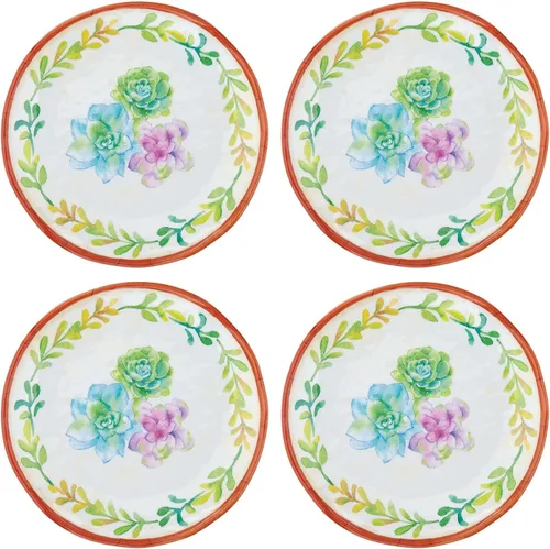 Vista 6 de UP UPware Cactus Garden - Platos redondos de melamina para postre, platos pequeños para servir, para aperitivos, aperitivos y guarniciones, verde, 6