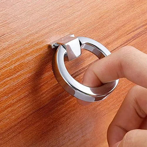 Vista 6 de Paquete de 12 pomos y tiradores de anillo de gabinete, manija de hardware de un solo agujero, manija de anillo negro para aparador, cajón, armario