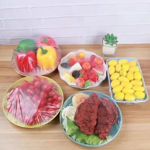 Vista 6 de 300 fundas elásticas reutilizables para alimentos, cubiertas elásticas para cuencos y platos para almacenamiento de alimentos a prueba de pan