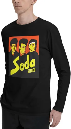 Vista 5 de ABOORA Soda Music And Stereo - Camiseta unisex de manga larga para hombre, cuello redondo, color negro