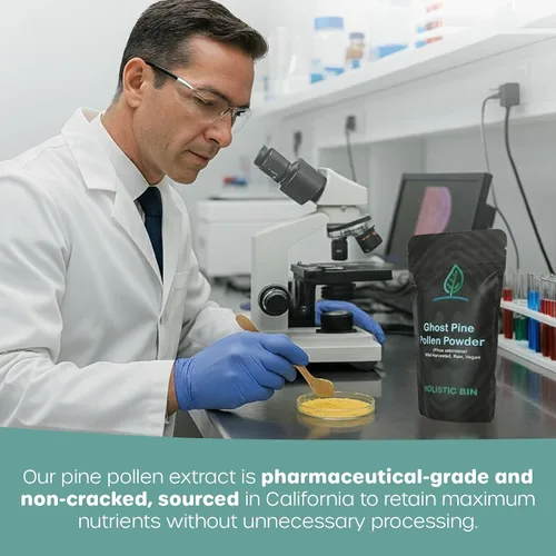 Vista 5 de Holistic Bin Polen de pino orgánico en polvo de grado farmacéutico, cosechado silvestre, polen de pino dorado de California Sin OMG, sin aditivos