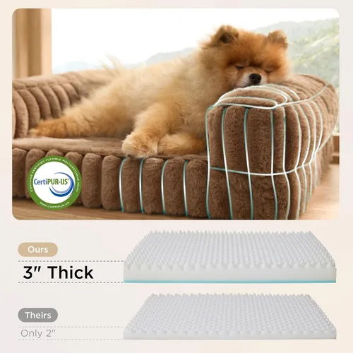 Vista 3 de Bedsure - Cama ortopédica para perros pequeños, cama impermeable de espuma viscoelástica con lados, sofá de espuma de nido de abeja para perros