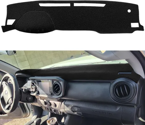 Vista 7 de Funda para salpicadero a medida, tapete protector de tablero para Toyota Tacoma 2005-2015 (Negro) F97