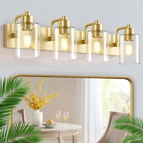 Vista 11 de Dpyrrhic Luces de Baño Negras Mate de 2 Luces Sobre Espejo con Pantalla de Vidrio Transparente, Luminarias Modernas de Baño para Cocina, Sala