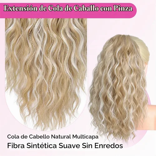 Vista 2 de REECHO Extensión de cola de caballo, extensiones de cabello rizado de cola de caballo de 18 pulgadas, extensiones de cabello sintético natural
