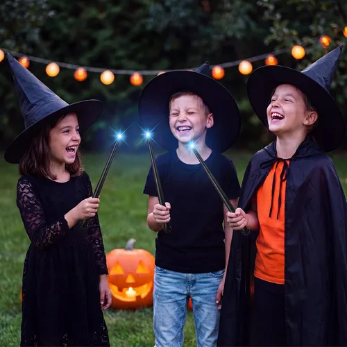 Vista 2 de Sumind - Varita mágica iluminada con sonido para niños, 4 unidades Negro