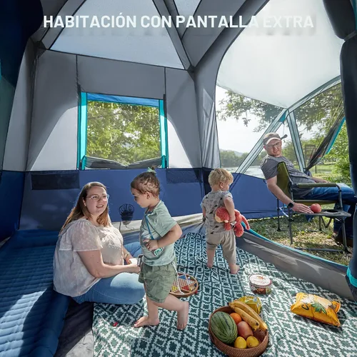 Vista 2 de TIMBER RIDGE 5-9 Person SUV Tent with Screen Porch and Awning for Family Camping, Weather Resistant and Portable Van or Car Tent, Includes Rainfly
