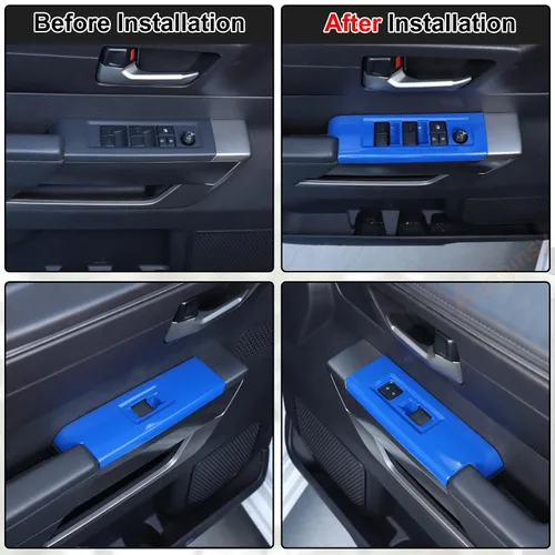 Vista 5 de Aunginsy Cubierta de Panel de Moldura de Botón de Elevación de Vidrio para Puerta de Automóvil Compatible con Toyota Tundra/Sequoia 2022-2025