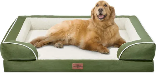 Vista 223 de Comfort Expression - Cama ortopédica para perros medianos, 28 x 19 pulgadas, cama impermeable y de apoyo de espuma con cojines removibles, sofá