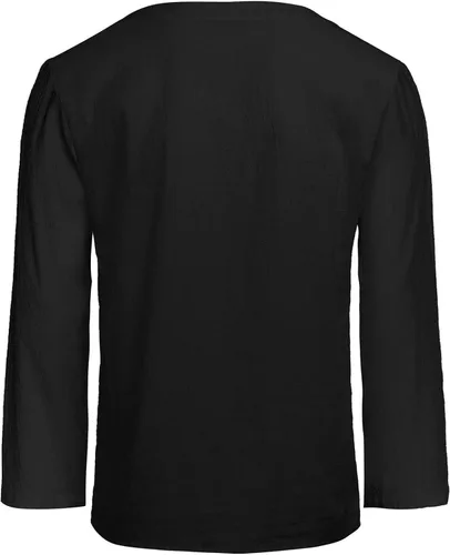 Vista 2 de DuDubaby Camisas casuales para hombre, sueltas, de moda, casuales, con cordones, manga larga, cuello en V, camisas de vestir para hombre