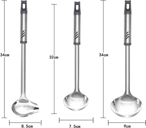 Vista 9 de Cucharón de salsa con boquilla, cucharón de vertido pequeño de metal