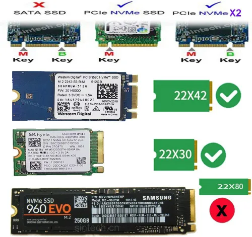 Vista 4 de Sintech Tarjeta adaptadora SSD M.2 NVMe para modelos de barra no táctil MacBook PRO A1708 2016 2017 de 13 pulgadas