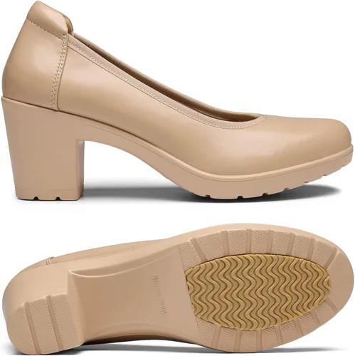 Vista 2 de DREAM PAIRS Zapatos de tacón bajo con punta cerrada y gruesos para mujer, zapatos de trabajo cómodos con punta redonda para vestido de boda