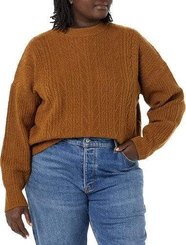 Vista 4 de Tienda Essentials Womens Soft-Touch Modern Cable Crewneck Sweater (Available in Plus Size)