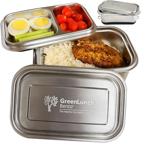 Vista 10 de GreenLunch Bento Caja Bento de Acero Inoxidable, Lonchera Libre de BPA con Compartimentos para Snacks, Contenedores de Lonchera Resistentes a