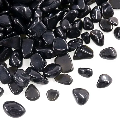 Vista 2 de Guijarros decorativos de cristal de 1 libra (460 g), piedras de obsidiana de forma irregular, pequeñas piedras pulidas trituradas, grava de piezas