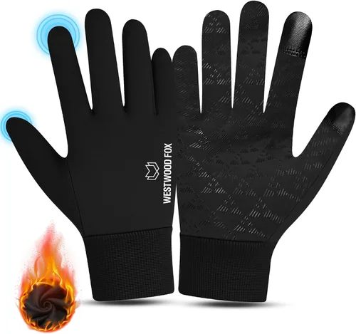 Vista 9 de WESTWOOD FOX Guantes de invierno para pantalla táctil, ligeramente impermeables, térmicos, cálidos, antideslizantes, para correr, ciclismo