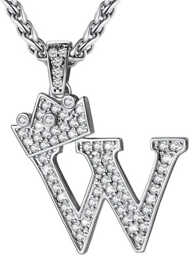 Vista 35 de U7 Crown Initial Number Necklace for Men Women A-Z Letter Pendant Chain a. Oro