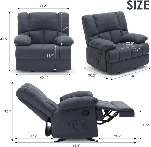 Vista 2 de Stary Silla reclinable mecedora de gran tamaño para sala de estar para adultos