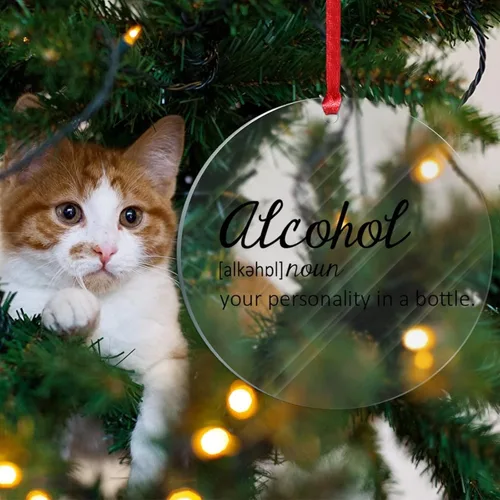 Vista 4 de Definición de sustantivo de alcohol, adorno acrílico de Navidad, decoración de árbol de Navidad, definición divertida, adorno de árbol de Navidad