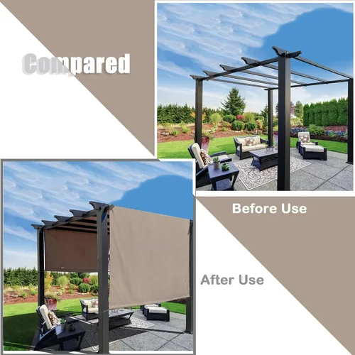 Vista 4 de Alion Home Toldo universal impermeable para pérgola – Toldo de repuesto para pérgola – Cubierta de sombra ajustable para exteriores con varillas