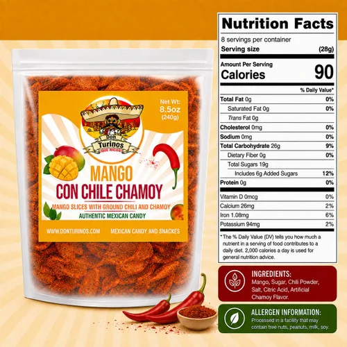 Vista 2 de Chili Chamoy Mango Rebanadas 16oz - Dulce mexicano a granel Dulce Picante Fruta Seca