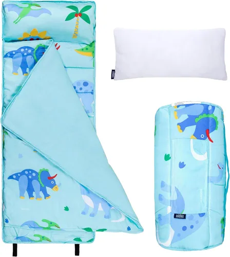 Vista 18 de Wildkin Microfiber Nap Mat for Kids 50 x 20 in all-in-one microfiber nap mat with attached blanket, removable pillow, roll-up straps and carry