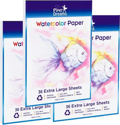Vista 7 de 1 paquete – Total de 36 hojas de papel de acuarela (11.7 x 8.3 pulgadas) – Stock pesado (98 libras), hojas blancas sueltas. Perfecto para niños