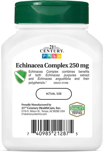 Vista 4 de 21st Century Cápsulas vegetales de extracto de equinácea, 60 unidades Echinacea Purpurea & Angustifolia Standardized Herbal Extract, Immune