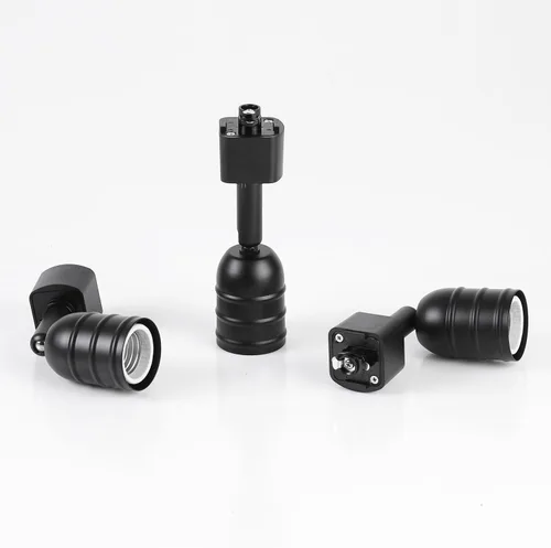 Vista 7 de Mecgirn Cabezas de iluminación H Track Base E26, accesorios de luz de pista de halo negro, luces giratorias ajustables, paquete de 3