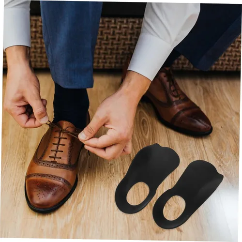 Vista 5 de 1 par de plantillas ortopédicas para hombres y mujeres, plantillas ortopédicas para alivio plantar, soporte de arco alto, color negro