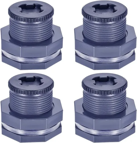 Vista 4 de Montaje de mamparo de PVC hembra de 1 pulgada con tapón de junta de sello de silicona Conector de tanque de agua para barriles de lluvia de sierra