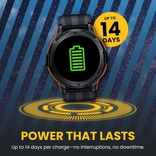 Vista 4 de Reloj inteligente Foreman naranja, bandas de silicona con diseño de intercambio rápido y protector de pantalla resistente a los arañazos, reloj