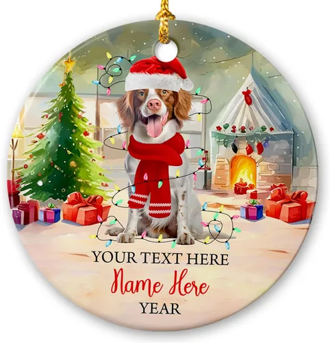Vista 10 de Adorno de cerámica de Alaska Malamute de Feliz Navidad, decoración personalizada de Papá Noel, perro de Alaska Malamute nombre de perro, decoración