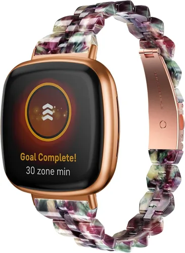 Vista 2 de Bandas compatibles con Fitbit Versa 4/Versa 3/Fitbit Sense 2/Fitbit Sense Bandas para mujer, banda delgada de resina a la moda, ligera, fina pulsera