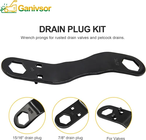 Vista 3 de Ganivsor Kit de tapón y llave de drenaje para calentador de agua para caravana, tapones de drenaje para calentador de agua, adecuado para tapones