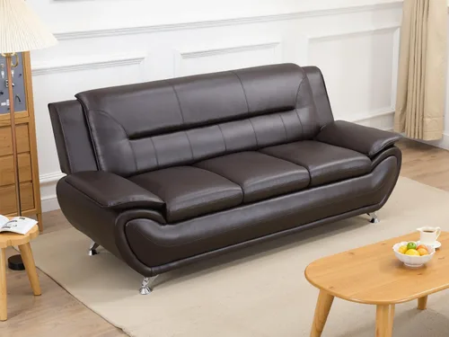 Vista 60 de Sofás de cuero para sala de estar, juego de sofá para dormitorio, apartamento, juegos de muebles de sala (a-cuero negro, sofá+sofá biplaza+silla)