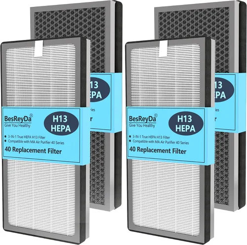 Vista 10 de 40 filtros de repuesto compatibles con purificador de aire MA serie 40, filtración 3 en 1 True HEPA 13, prefiltro fino y filtro F de carbón