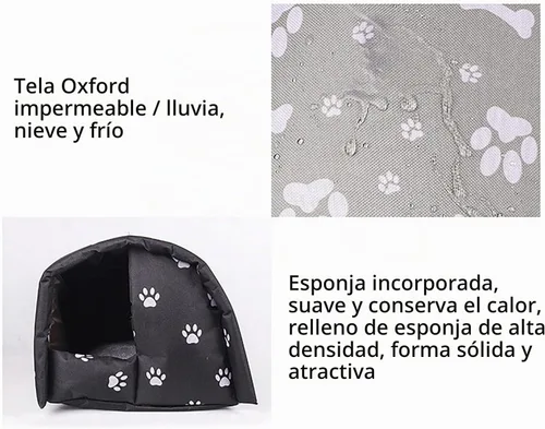 Vista 5 de Casa para Gatos Ferales de Exterior para Invierno, Resistente a la Intemperie, Impermeable, Resistente a la Lluvia, Plegable, Relleno de Algodón