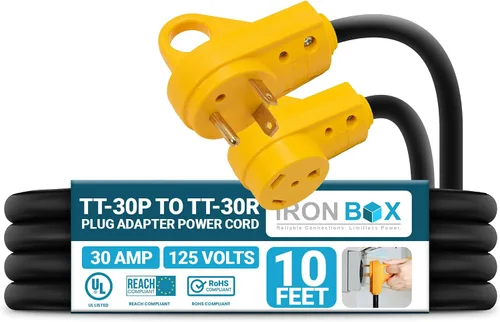 Vista 39 de IronBox Electric TT-30P a TT-30R - Adaptador y extensión - 30A, 125V, 10/3 SOOW - Cable adaptador de conector de enchufe resistente, cable